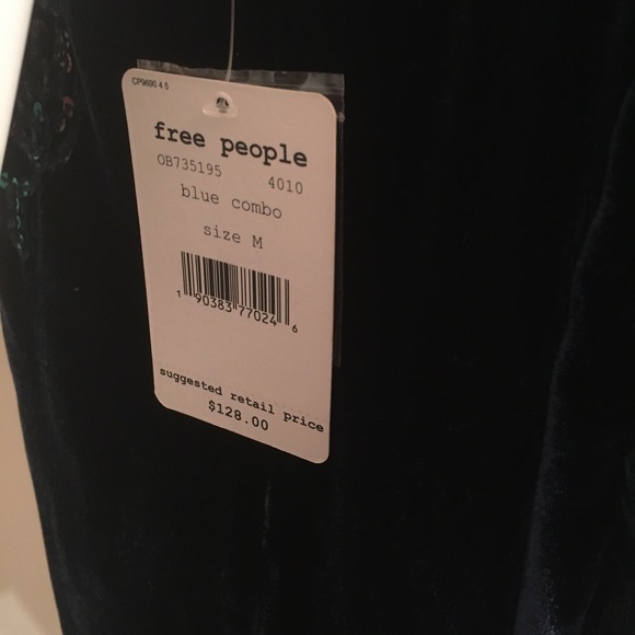 Free People Navy Velvet & Sequin Dress ALine Swing - Picture 9 of 9